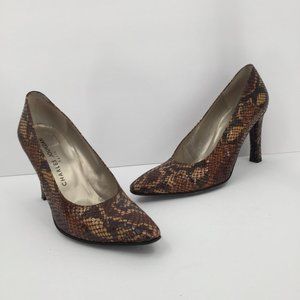 Charles Jourdan Paris brown snake pumps leather shoe brown 7.5